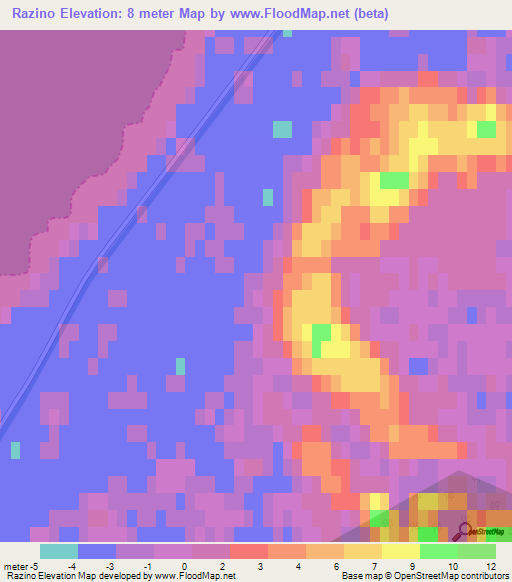 Razino,Russia Elevation Map