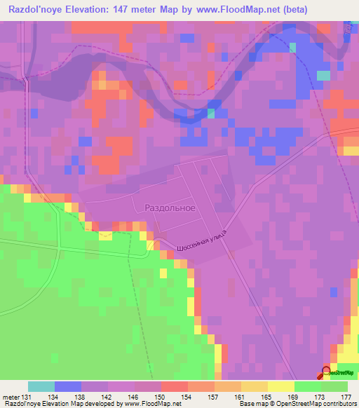 Razdol'noye,Russia Elevation Map