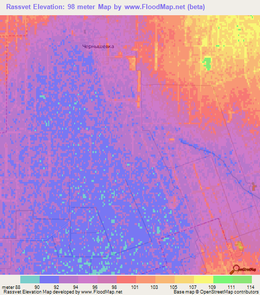 Rassvet,Russia Elevation Map