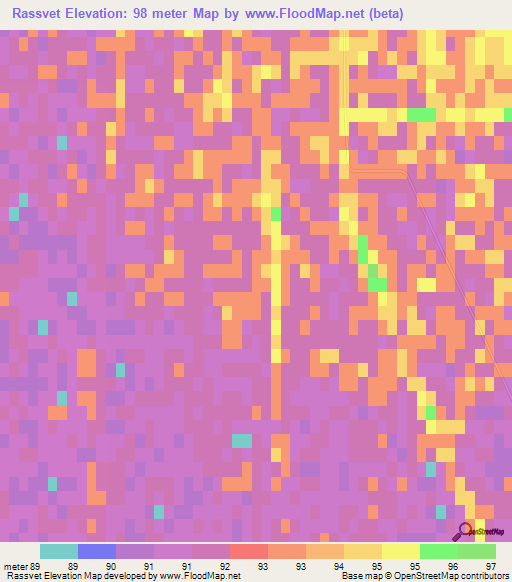 Rassvet,Russia Elevation Map