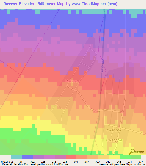 Rassvet,Russia Elevation Map