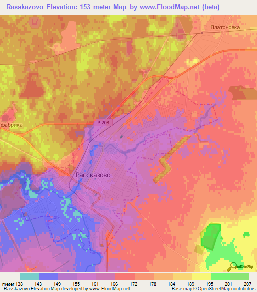 Rasskazovo,Russia Elevation Map