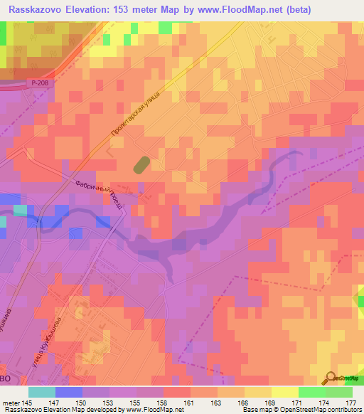 Rasskazovo,Russia Elevation Map