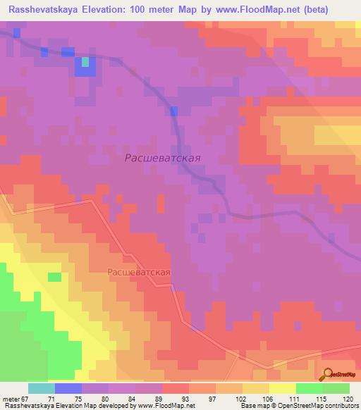 Rasshevatskaya,Russia Elevation Map