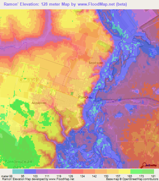 Ramon',Russia Elevation Map