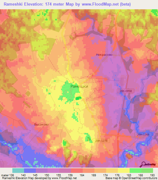 Rameshki,Russia Elevation Map