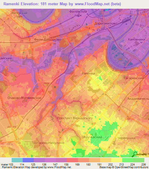 Ramenki,Russia Elevation Map