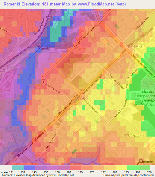 Ramenki,Russia Elevation Map