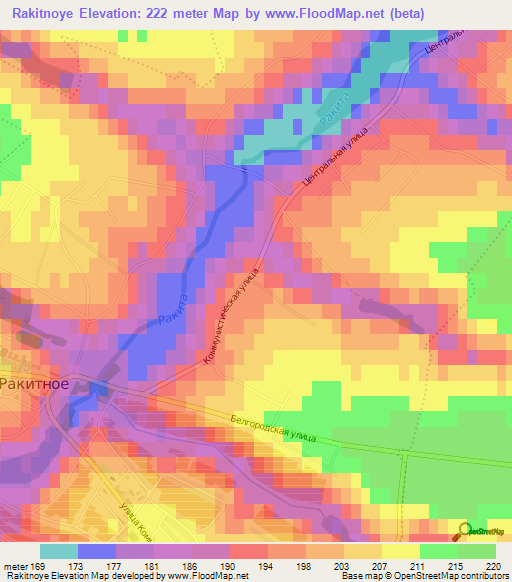 Rakitnoye,Russia Elevation Map