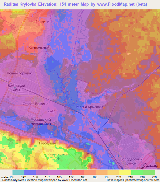 Raditsa-Krylovka,Russia Elevation Map