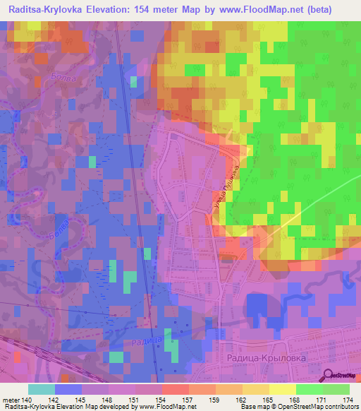 Raditsa-Krylovka,Russia Elevation Map