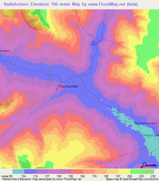 Radishchevo,Russia Elevation Map