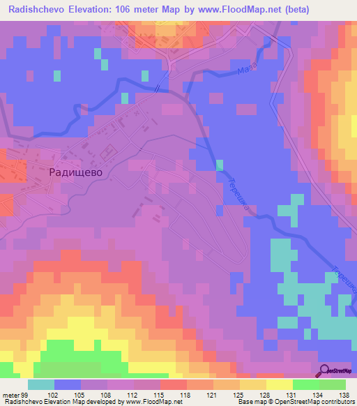 Radishchevo,Russia Elevation Map