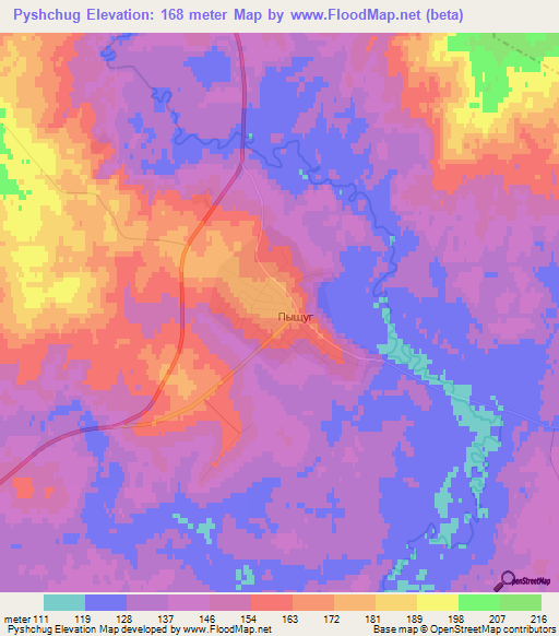 Pyshchug,Russia Elevation Map