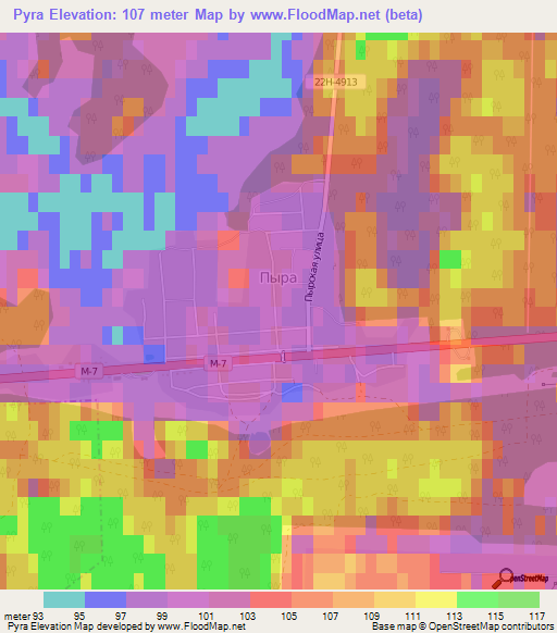 Pyra,Russia Elevation Map