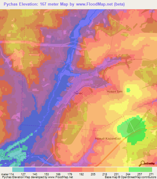 Pychas,Russia Elevation Map