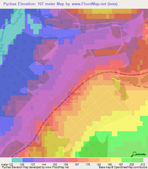 Pychas,Russia Elevation Map