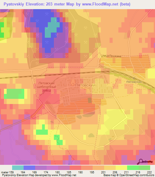 Pyatovskiy,Russia Elevation Map