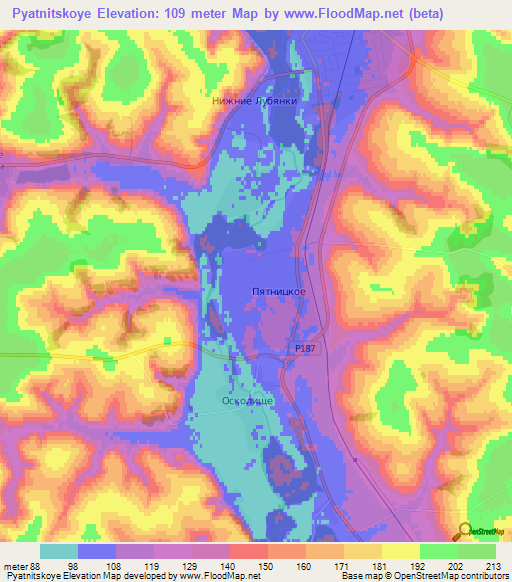 Pyatnitskoye,Russia Elevation Map