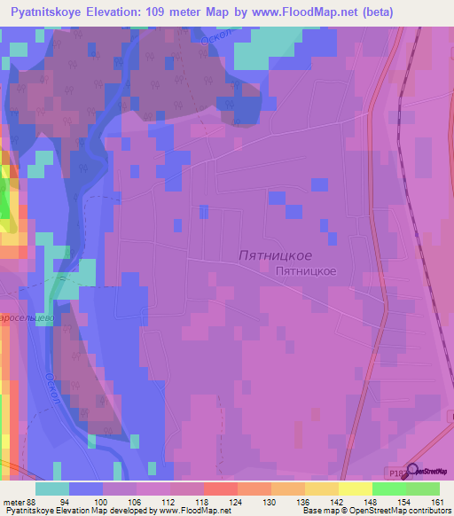 Pyatnitskoye,Russia Elevation Map