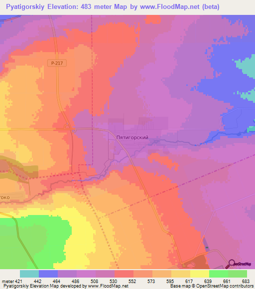 Pyatigorskiy,Russia Elevation Map