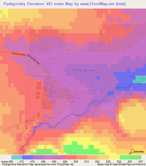 Pyatigorskiy,Russia Elevation Map