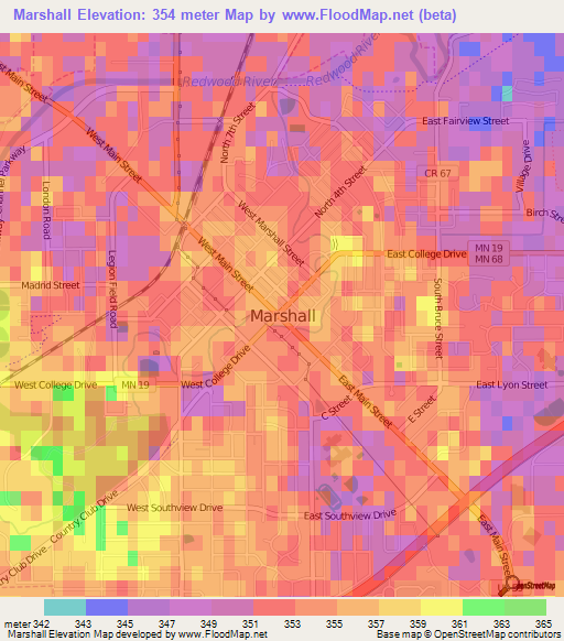 Marshall,US Elevation Map