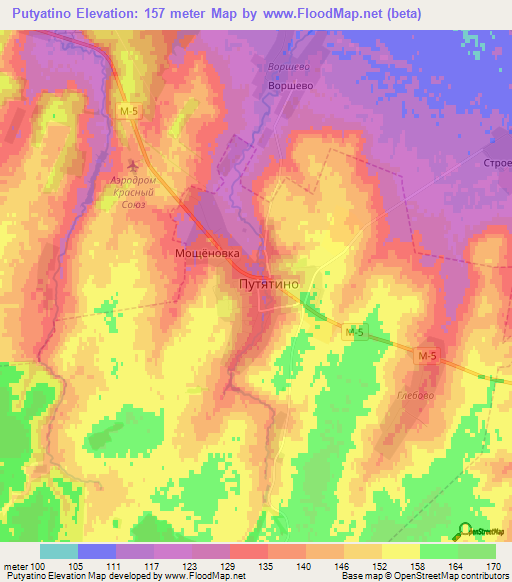 Putyatino,Russia Elevation Map