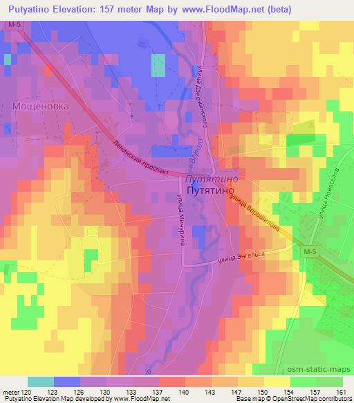 Putyatino,Russia Elevation Map