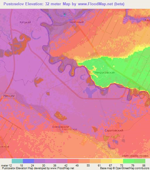 Pustoselov,Russia Elevation Map