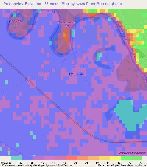 Pustoselov,Russia Elevation Map