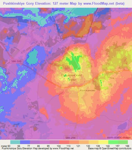 Pushkinskiye Gory,Russia Elevation Map