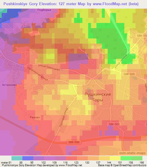 Pushkinskiye Gory,Russia Elevation Map