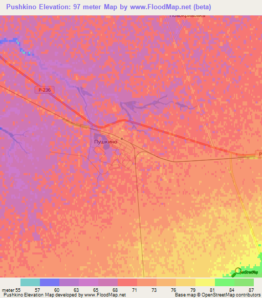 Pushkino,Russia Elevation Map