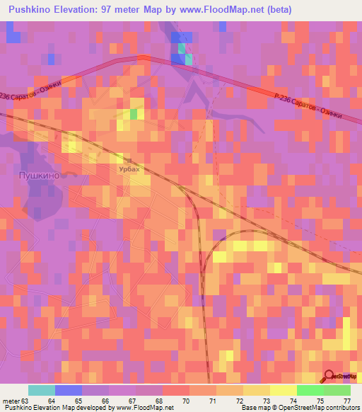 Pushkino,Russia Elevation Map