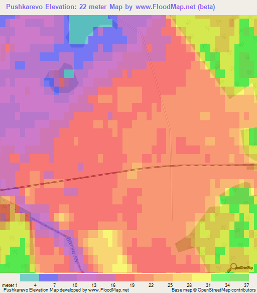 Pushkarevo,Russia Elevation Map