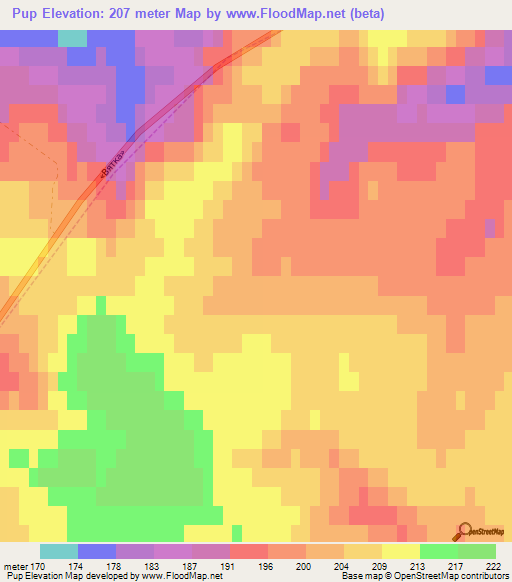 Pup,Russia Elevation Map