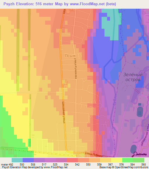 Psyzh,Russia Elevation Map