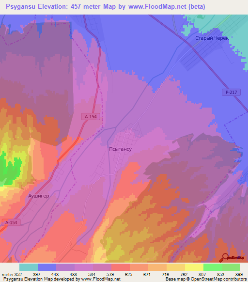 Psygansu,Russia Elevation Map