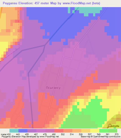 Psygansu,Russia Elevation Map