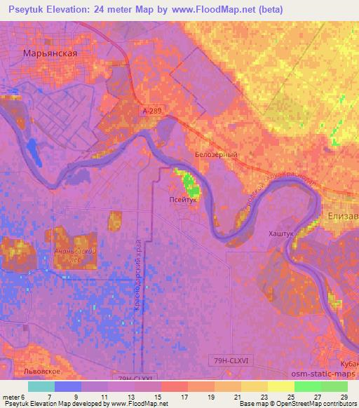 Pseytuk,Russia Elevation Map