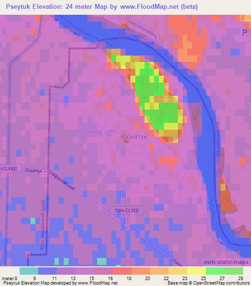 Pseytuk,Russia Elevation Map