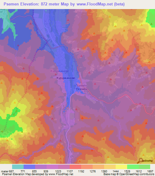 Psemen,Russia Elevation Map