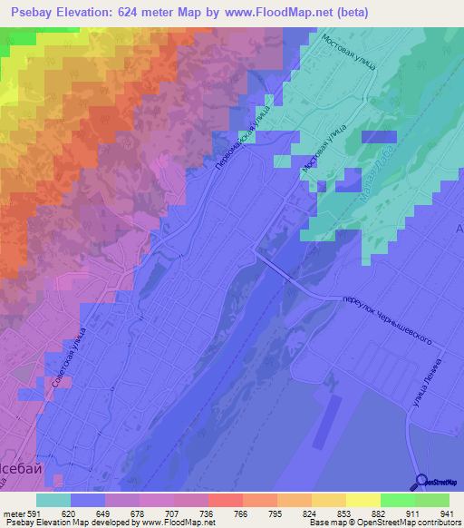 Psebay,Russia Elevation Map