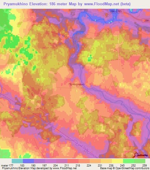 Pryamukhino,Russia Elevation Map