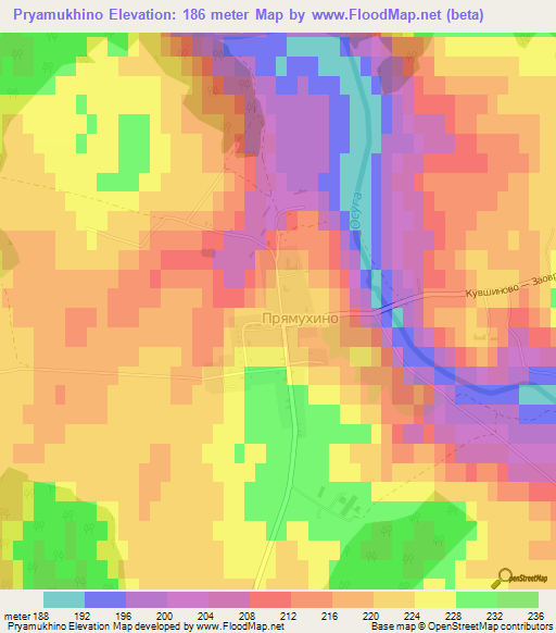 Pryamukhino,Russia Elevation Map