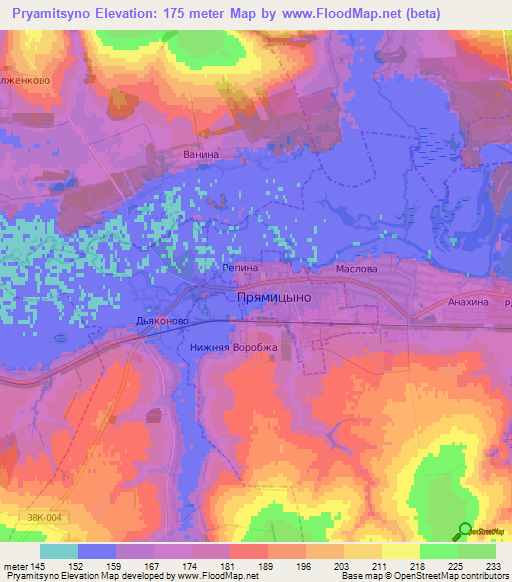 Pryamitsyno,Russia Elevation Map