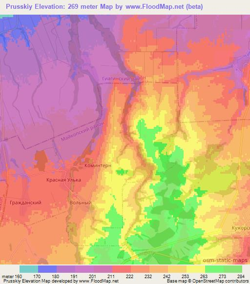 Prusskiy,Russia Elevation Map