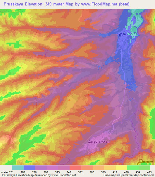 Prusskaya,Russia Elevation Map