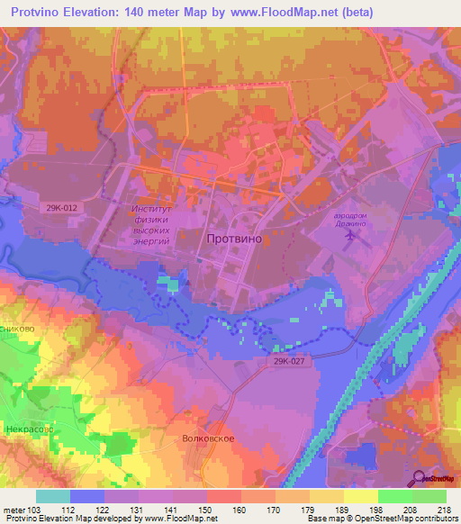 Protvino,Russia Elevation Map